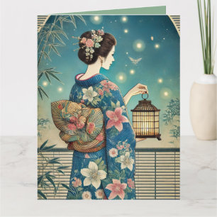 Zomer kimono & vuurvliegjes kaart