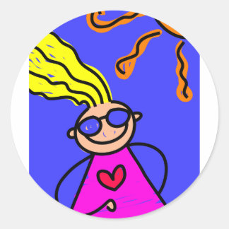 Zomer Kind Ronde Sticker