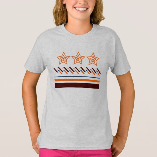Zomer Kinder Drie-Sterren Stripes T-shirt (Voorkant)