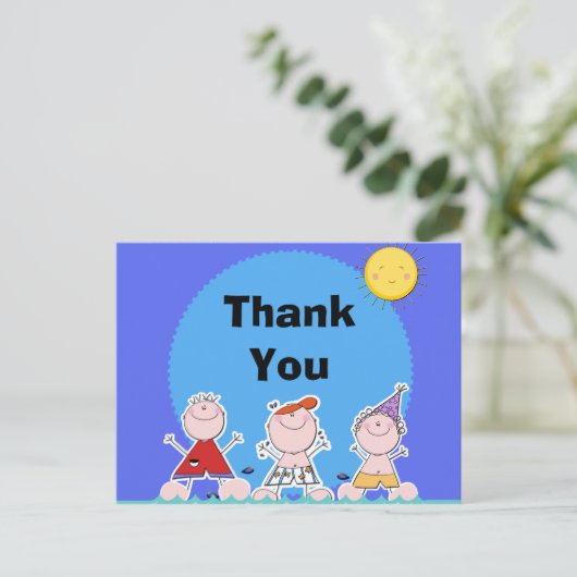 Zomer Kinder Pool Party Verjaardag Bedankt Briefka Briefkaart (Staand voorkant)