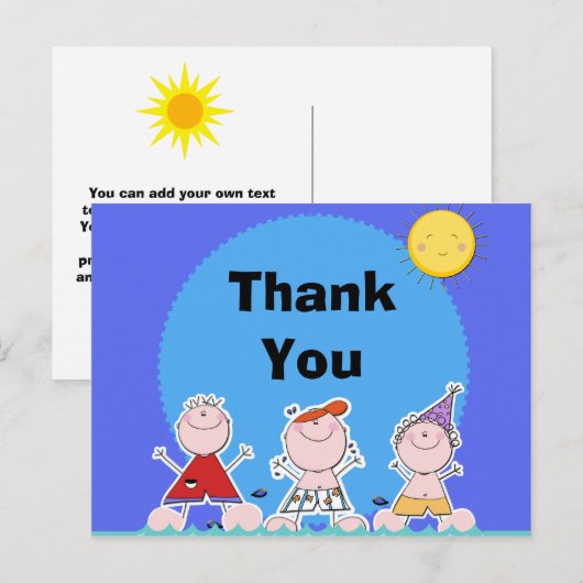 Zomer Kinder Pool Party Verjaardag Bedankt Briefka Briefkaart (Voorkant / Achterkant)