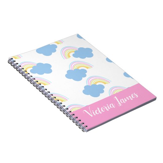 Zomer Kinder regenboog en Clouds Patroonnaam Notitieboek (Rechterzijde)