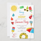 Zomer Kinder zwembad strand verjaardagsfeestje the Kaart (Voorkant)