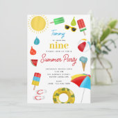 Zomer Kinder zwembad strand verjaardagsfeestje the Kaart (Staand voorkant)