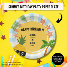 Zomer Kinderfeestje Thema Verjaardagsfeest Papiere