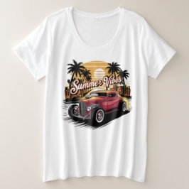 Zomer Klassieke Auto Grote Maat T-shirt