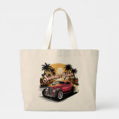 Zomer Klassieke Auto Grote Tote Bag (Achterkant)