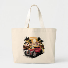 Zomer Klassieke Auto Grote Tote Bag