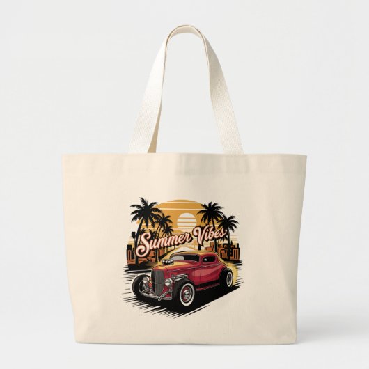 Zomer Klassieke Auto Grote Tote Bag (Voorkant)
