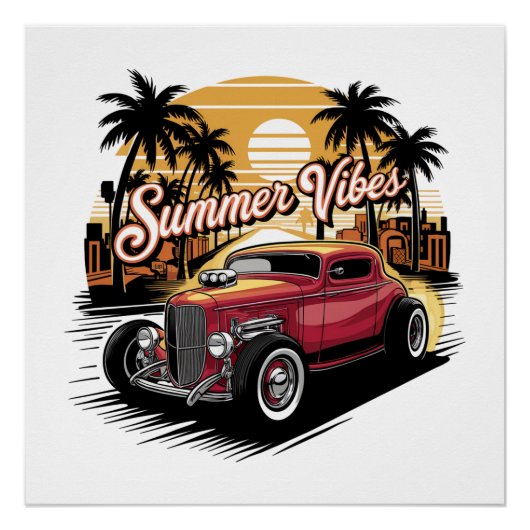 Zomer Klassieke Auto Perfect Poster (Voorkant)