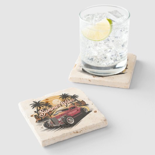 Zomer Klassieke Auto Stenen Onderzetter (Zijkant)