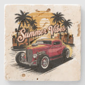 Zomer Klassieke Auto Stenen Onderzetter (Voorkant)