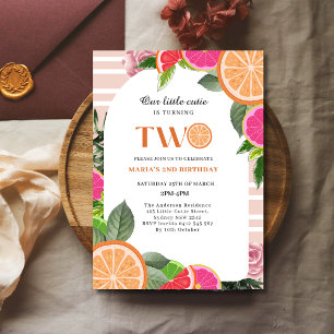 Zomer Kleine Cutie Sinaasappel Citrus 2e Verjaarda Kaart