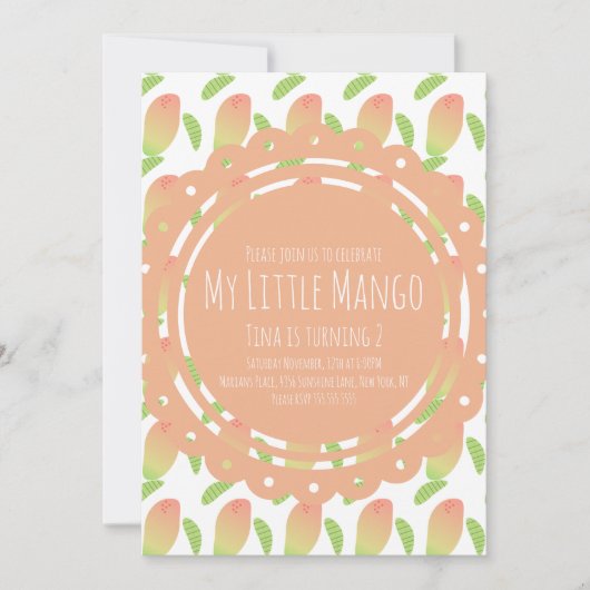 Zomer Kleine Mango Tropische Uitnodiging (Voorkant)