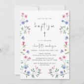 Zomer Kleine Wildbloem Kruis doop doop Kaart (Voorkant)