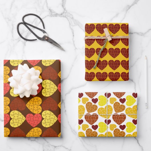 Zomer Kleur Hart Vorm Jigsaw Puzzel Inpakpapier Vel (Voorkant)