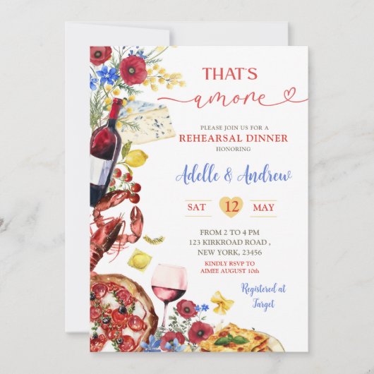 Zomer kleurrijk Italiaans repetitie diner Kaart (Voorkant)