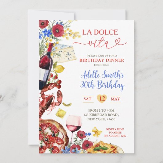 Zomer kleurrijk Italiaans verjaardagsdiner Kaart (Voorkant)