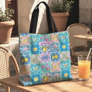 Zomer Kleurrijk Siciliaans Azulejo Turquoise Amalf Tote Bag