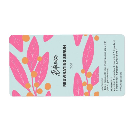 Zomer Kleurrijke Blad Serum Druppelfles Labels (Voorkant)