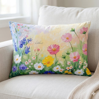 Zomer. Kleurrijke bloemen. Kunst.  Accent Kussen