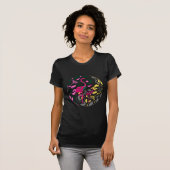 Zomer Kleurrijke Flamingo Circle Leaf Dames T-shirt (Voorkant volledig)