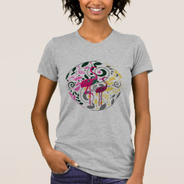 Zomer Kleurrijke Flamingo Circle Leaf Dames T-shirt