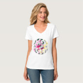 Zomer Kleurrijke Flamingo Circle Leaf Dames T-shirt (Voorkant volledig)