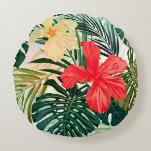 Zomer kleurrijke hawaiian naadloos patroon met tro rond kussen