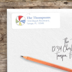 Zomer Kleurrijke Strandballen Gepersonaliseerd Etiket