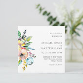 Zomer Kleurrijke Waterverf Bloemenplein bruiloft Kaart (Staand voorkant)