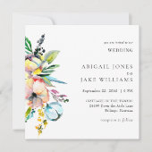 Zomer Kleurrijke Waterverf Bloemenplein bruiloft Kaart (Voorkant)