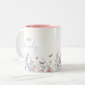 Zomer Kleurrijke Wilde Bloem Mrs Nieuwe Bruid Tweekleurige Koffiemok (Voorkant links)