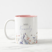 Zomer Kleurrijke Wilde Bloem Mrs Nieuwe Bruid Tweekleurige Koffiemok (Links)
