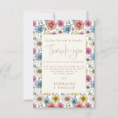 Zomer kleurrijke wilde bloemen patroon bruiloft bedankkaart (Voorkant)