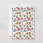 Zomer kleurrijke wilde bloemen patroon bruiloft bedankkaart (Achterkant)