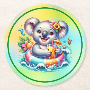 Zomer Koala Sublimatie Clipart-97702 Ronde Kartonnen Onderzetter
