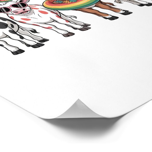 Zomer Koeien, Strand Boerderij Poster (Hoek)