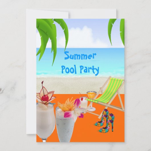 Zomer Koekstaarten Tropisch strand Kaart (Voorkant)