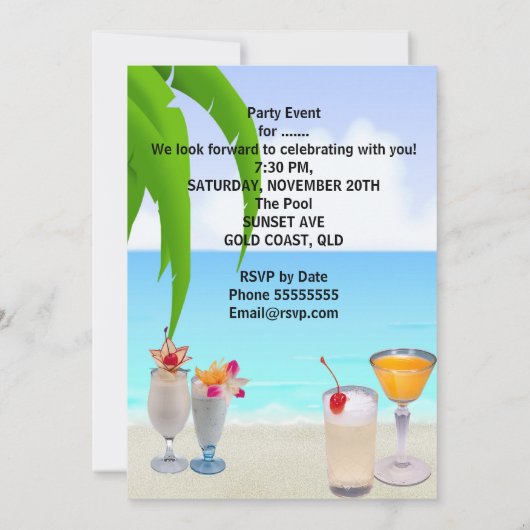 Zomer Koekstaarten Tropisch strand Kaart (Achterkant)