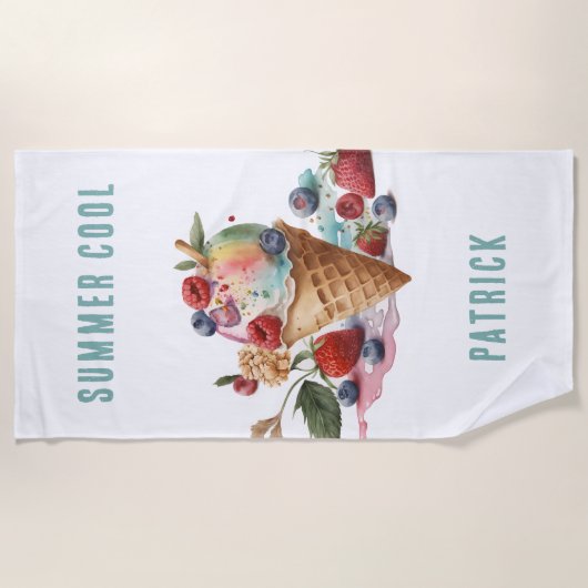 ZOMER KOELE, KLEURRIJKE IJSKEGEL STRANDLAKEN (Voorkant)