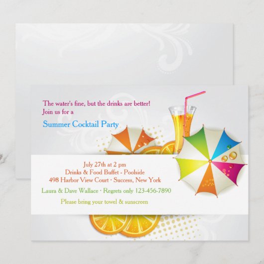 Zomer koelere uitnodiging (Voorkant / Achterkant)