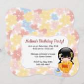 Zomer Kokeshi Doll - Leuk Geisha Verjaardagsfeest Kaart (Voorkant / Achterkant)