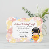 Zomer Kokeshi Doll - Leuk Geisha Verjaardagsfeest Kaart (Staand voorkant)