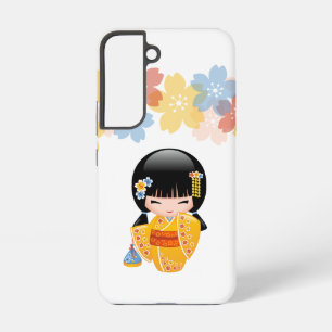 Zomer Kokeshi-pop - Geisha-meisje in gele kimono Samsung Galaxy Hoesje