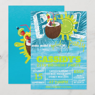 Zomer kokosnoot Verjaardag Pool Party Kaart
