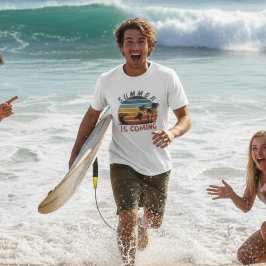 Zomer komt 70s  Stripe palmboom T-shirt