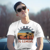 Zomer komt 70s  Stripe palmboom T-shirt