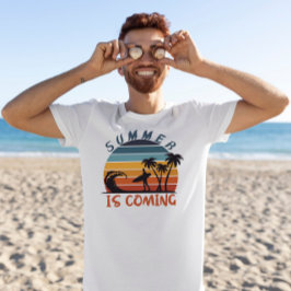 Zomer komt 70s  Stripe palmboom T-shirt