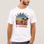 Zomer komt 70s  Stripe palmboom T-shirt (Voorkant)